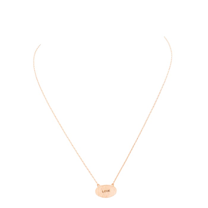 "Love" Brass Oval Metal Pendant Necklace from Madeline Love