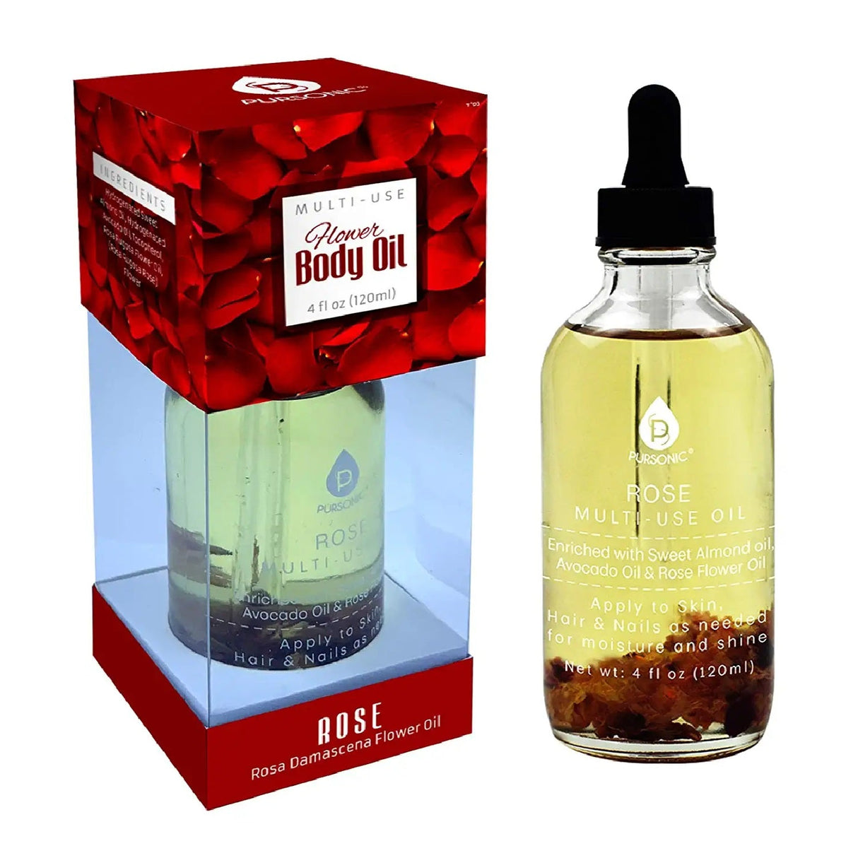 Rose flower Multi Use Body Oils 4 Oz from Pursonic