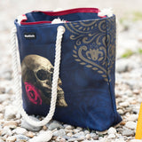 Rose Skull Navy Shoulder Beach Bag From Zapps Clothing