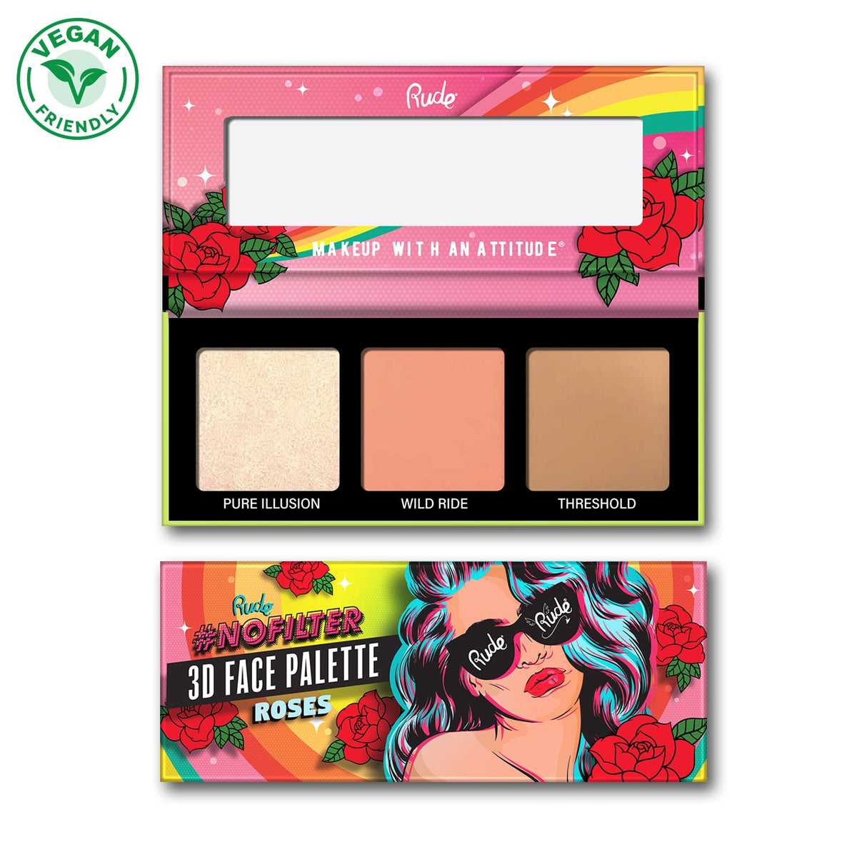 NoFilter 3D Face Palette - Roses from Rude Cosmetics