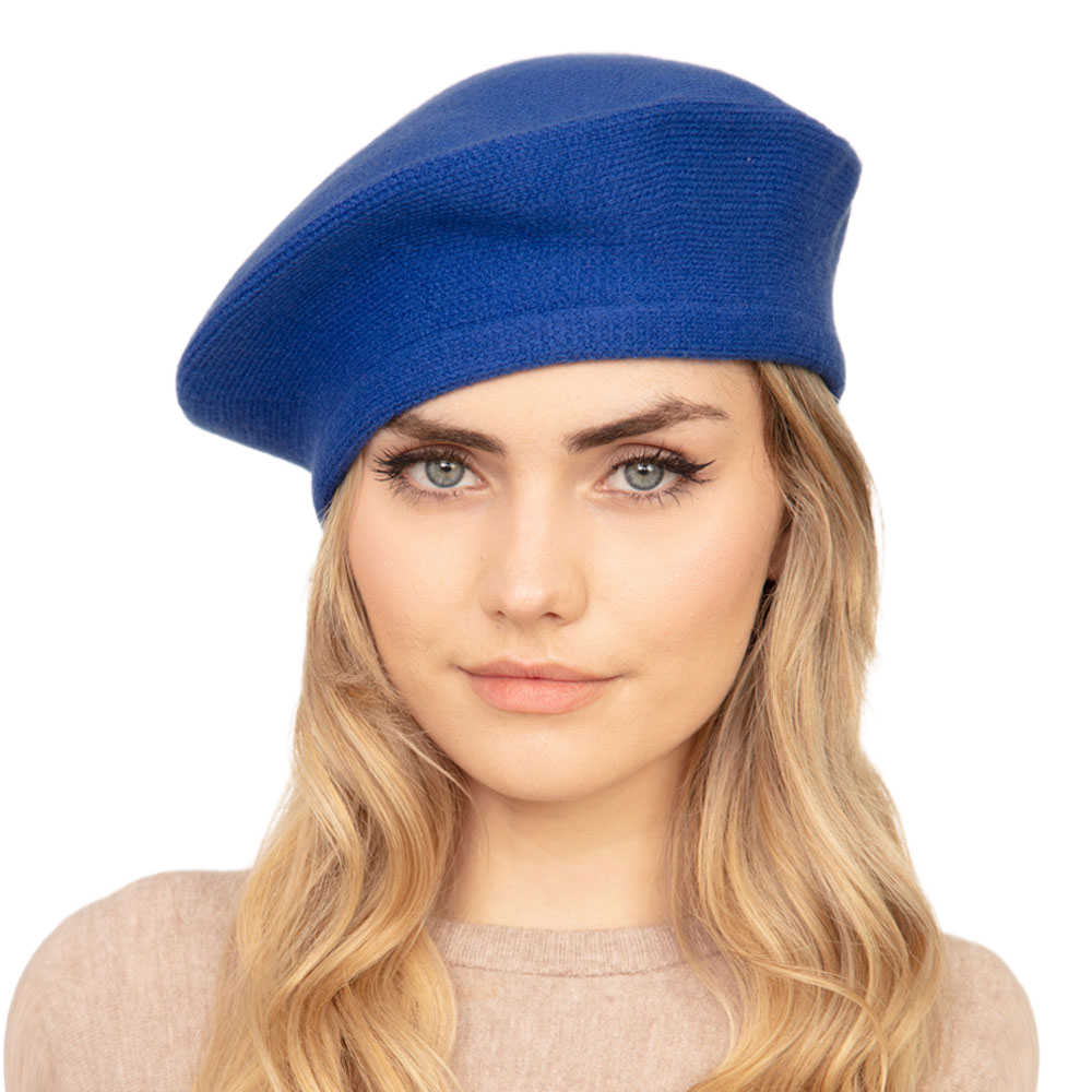 Trendy Fashionable Winter Stretchy Solid Beret Hat from Madeline Love