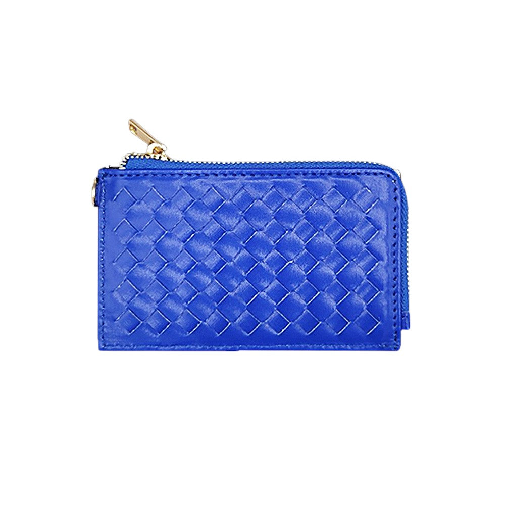 Faux Leather Basket Weave Flat Card Holder Wallet with Wristlet  from Madeline Love