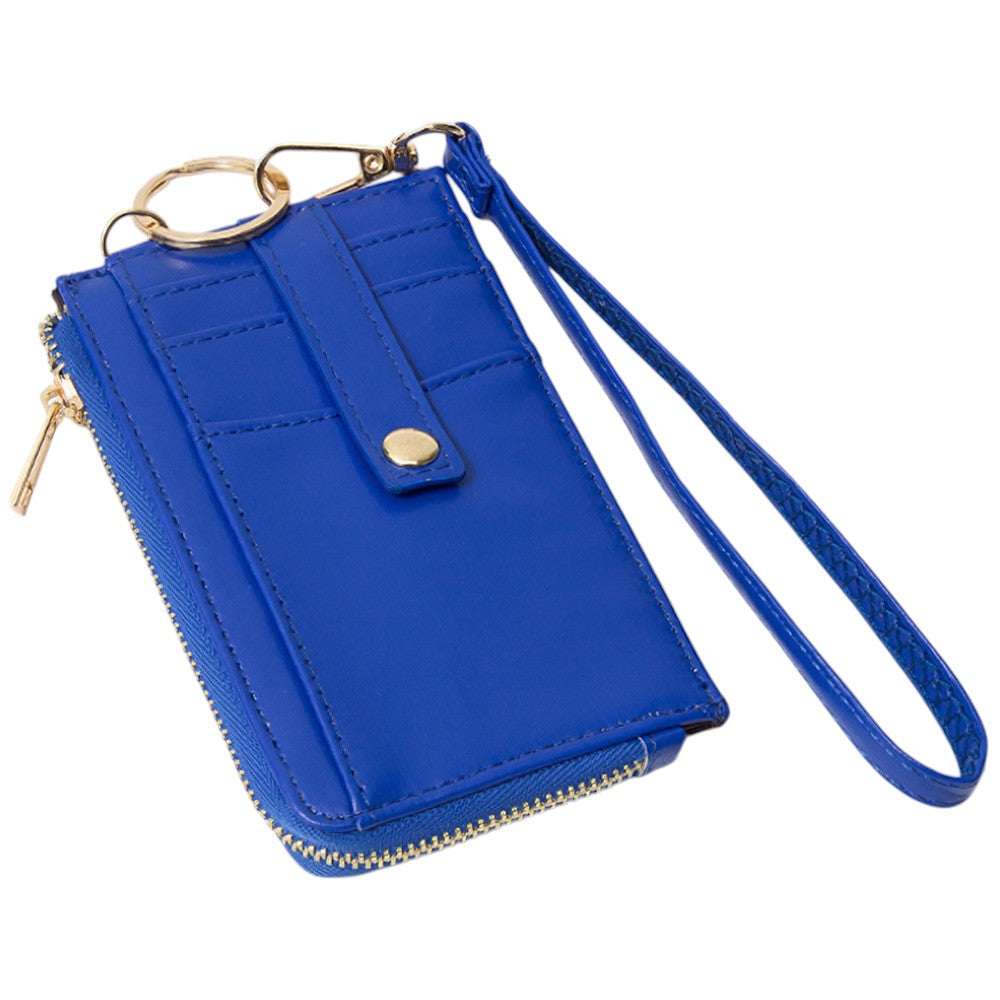 Faux Leather Basket Weave Flat Card Holder Wallet with Wristlet  from Madeline Love