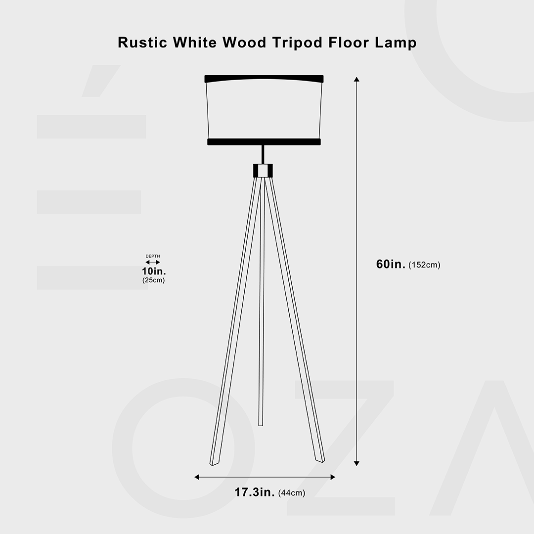Rustic White Wood Tripod Floor Lamp From Ozarké
