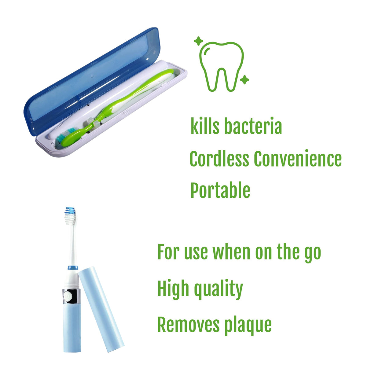 Travel Oral Care Essentials Bundle: Portable UV Toothbrush Sanitizer & Portable Electric Toothbrush from Pursonic