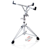 GRIFFIN Deluxe Snare Drum Stand | Percussion Hardware Kit with Key | Double Braced Medium Weight Mount for Snares, Tom Drums & Practice Pad | Adjustable Height & Tilting Gear Clamp Style Basket  from GeekStands.com