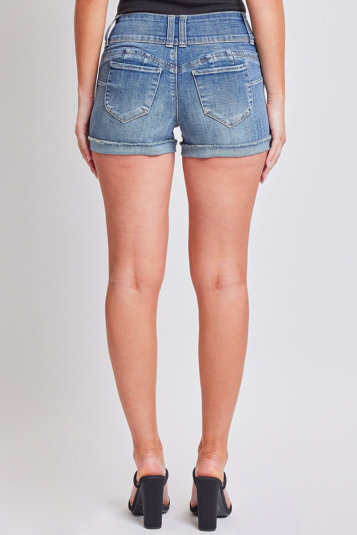 Women's WannaBettaButt 3 Button Cuffed Denim Shorts from YMI JEANS