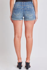 Women's WannaBettaButt 3 Button Cuffed Denim Shorts from YMI JEANS