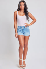 Women's WannaBettaButt 3 Button Cuffed Denim Shorts from YMI JEANS