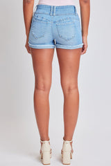 Women's WannaBettaButt 3 Button Cuffed Denim Shorts from YMI JEANS