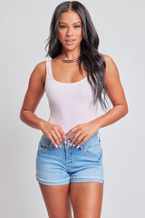 Women's WannaBettaButt 3 Button Cuffed Denim Shorts from YMI JEANS