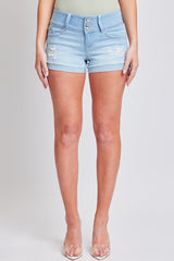 Women's WannaBettaButt 3 Button Cuffed Denim Shorts from YMI JEANS