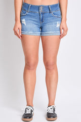 Women's WannaBettaButt 3 Button Cuffed Denim Shorts from YMI JEANS