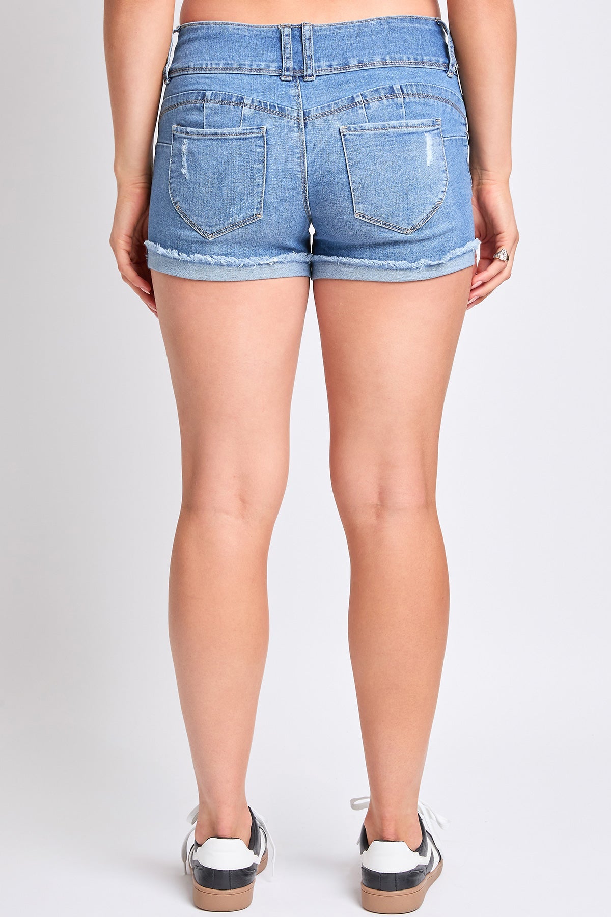 Women's WannaBettaButt 3 Button Cuffed Denim Shorts from YMI JEANS