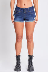 Women's WannaBettaButt 3 Button Cuffed Denim Shorts from YMI JEANS