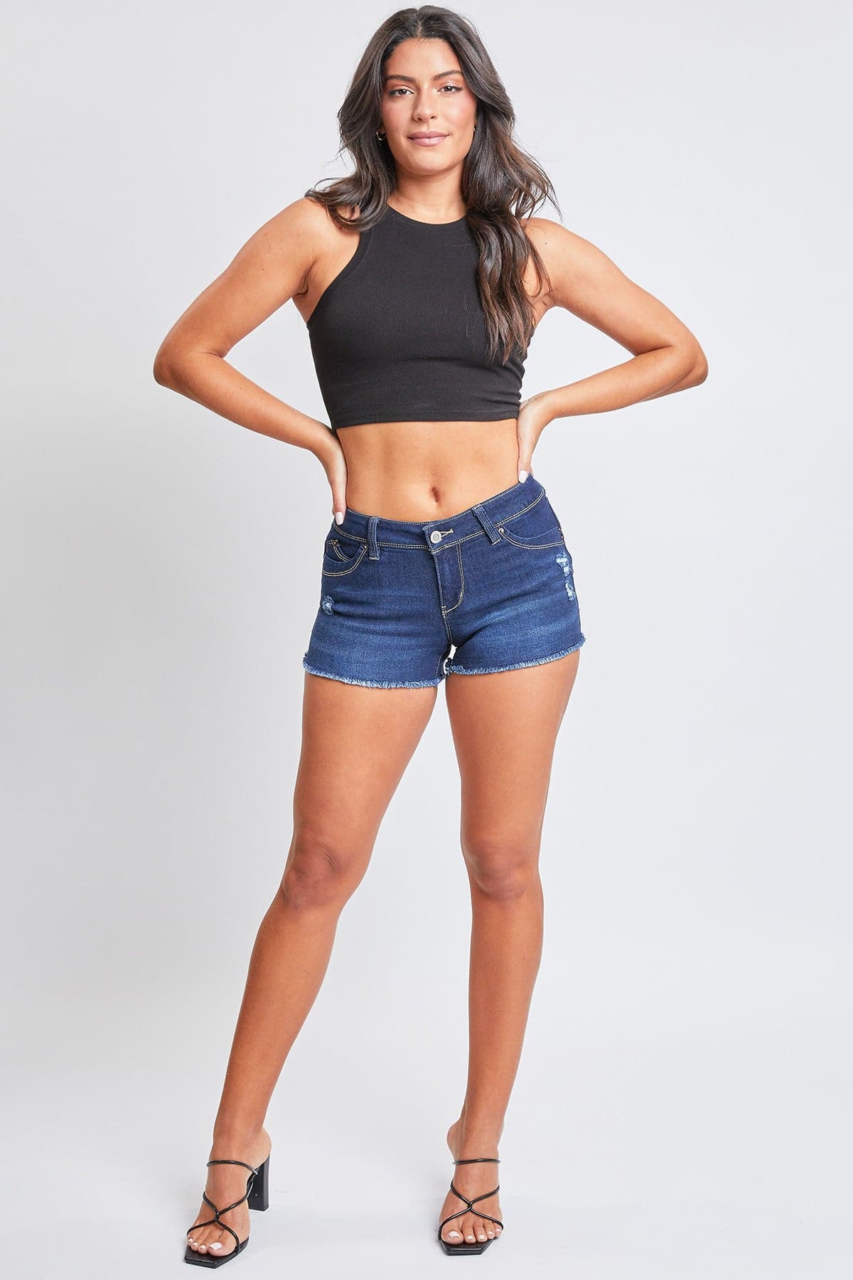 Women's WannaBettaButt Low Rise Frayed Shorts from YMI JEANS