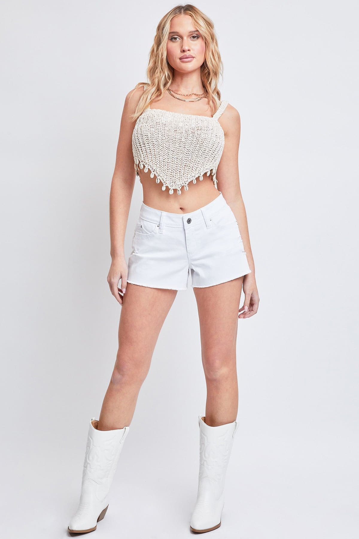 Women's WannaBettaButt Low Rise Frayed Shorts from YMI JEANS