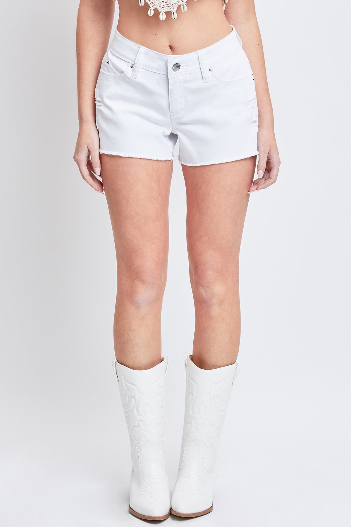 Women's WannaBettaButt Low Rise Frayed Shorts from YMI JEANS