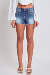 Women's Heavy Stitch Embroidered Frayed Shorts from YMI JEANS