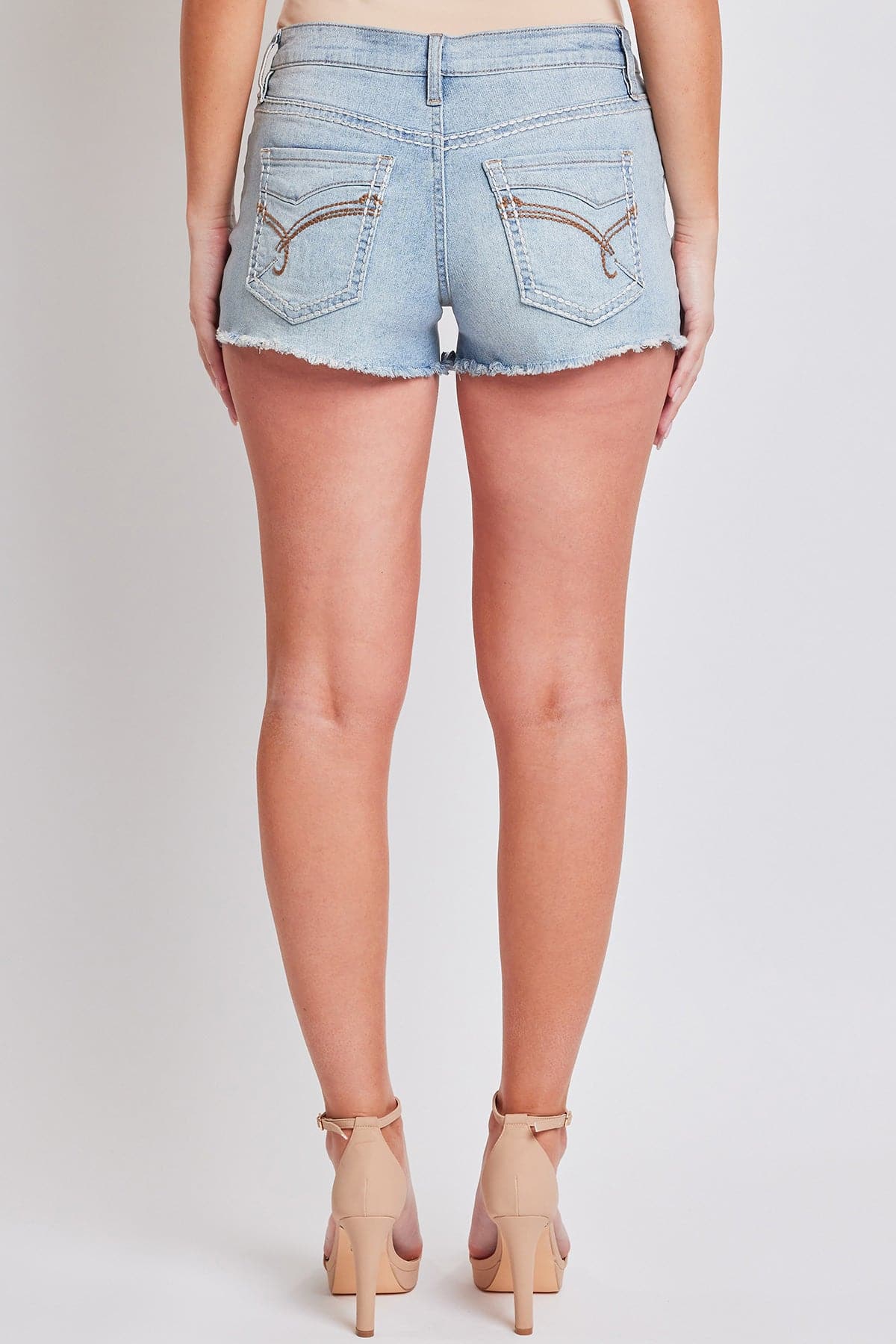 Women's Heavy Stitch Embroidered Frayed Shorts from YMI JEANS