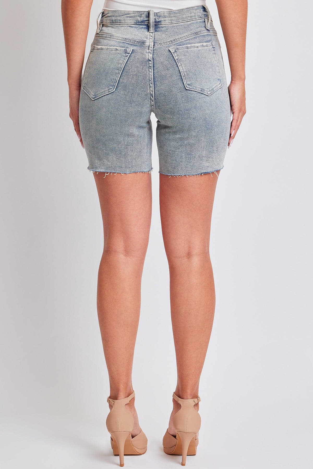 Women's Luxe High Rise Long Short Denim-Distressed from YMI JEANS