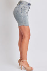 Women's Luxe High Rise Long Short Denim-Distressed from YMI JEANS
