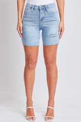 Women's Luxe High Rise Long Short Denim-Distressed from YMI JEANS