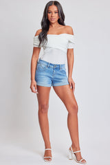 Women's WannaBettaButt Cuffed Denim Shorts from YMI JEANS