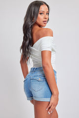 Women's WannaBettaButt Cuffed Denim Shorts from YMI JEANS