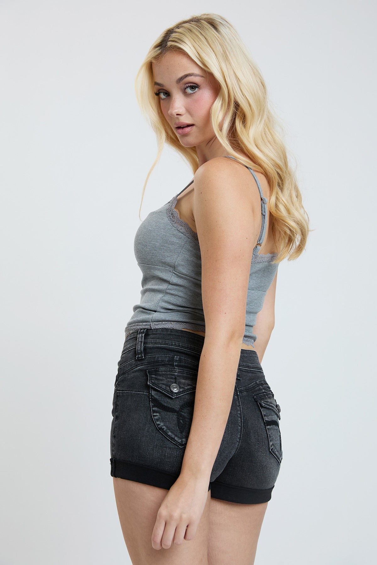 Women’s WannaBettaButt Cuffed Denim Shorts from YMI JEANS
