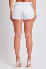 Women's Luxe Mid Rise Raw Edge Cuff Denim Short from YMI JEANS