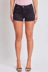Women's Luxe Mid Rise Raw Edge Cuff Denim Short from YMI JEANS
