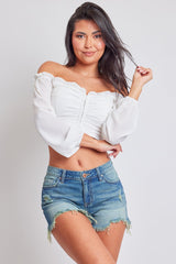 Women's High Rise Destructed Summer Fray Hem Shorts-Distressed from YMI JEANS