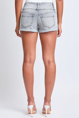 Women's Mid Rise 3 Button Raw Cuffed Hem Shorts from YMI JEANS