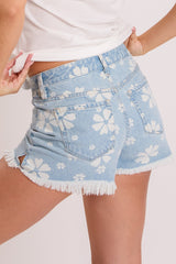 Women's Floral Printed Fray Hem Shorts from YMI JEANS