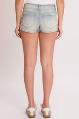 Low Rise 2 Button Slanted Pocket Denim Shorts from YMI JEANS
