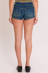 Low Rise 2 Button Slanted Pocket Denim Shorts from YMI JEANS