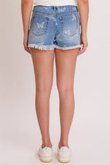Women's Butterfly Printed Fray Hem Shorts from YMI JEANS