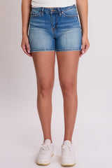 Women's Luxe High Rise Long Denim Shorts from YMI JEANS