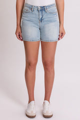 Women's Luxe High Rise Long Denim Shorts from YMI JEANS