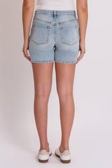 Women's Luxe High Rise Long Denim Shorts from YMI JEANS