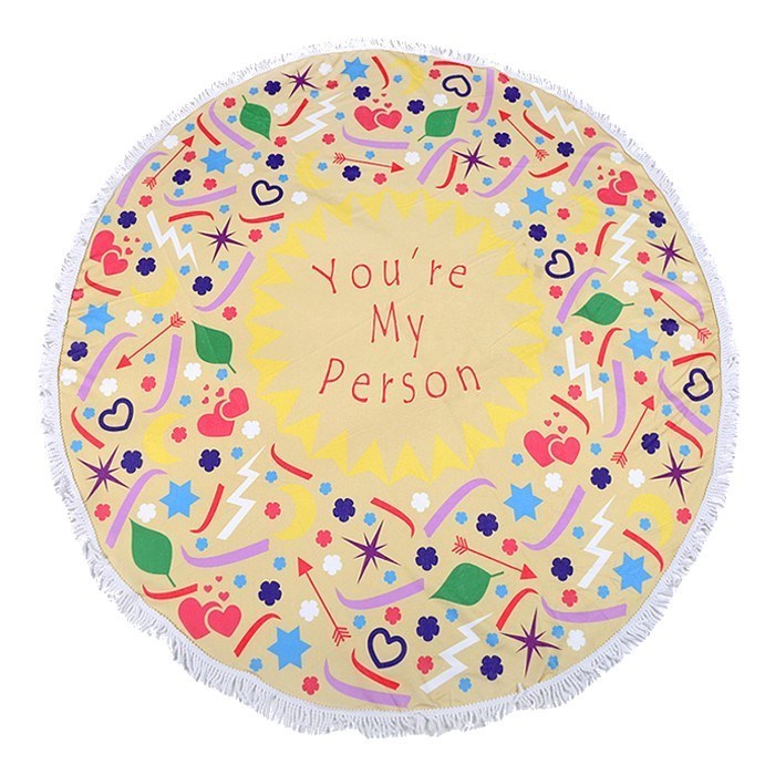 "You're my Person" Heart Round Beach Terry Towel / Blanket from Madeline Love