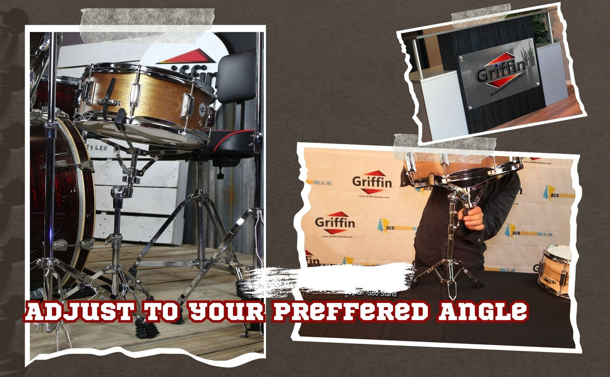 2-PACK Snare Drum Stand by GRIFFIN | Chrome Double Braced, Light Weight Mount for Standard Snares, Tom Drums & Practice Pad | Slip-Proof Gear Tilter & Clamp Style Basket Holder Percussion Hardware Kit from GeekStands.com