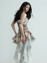 Cossett Irregular Ruffles Tube Top Skirt
