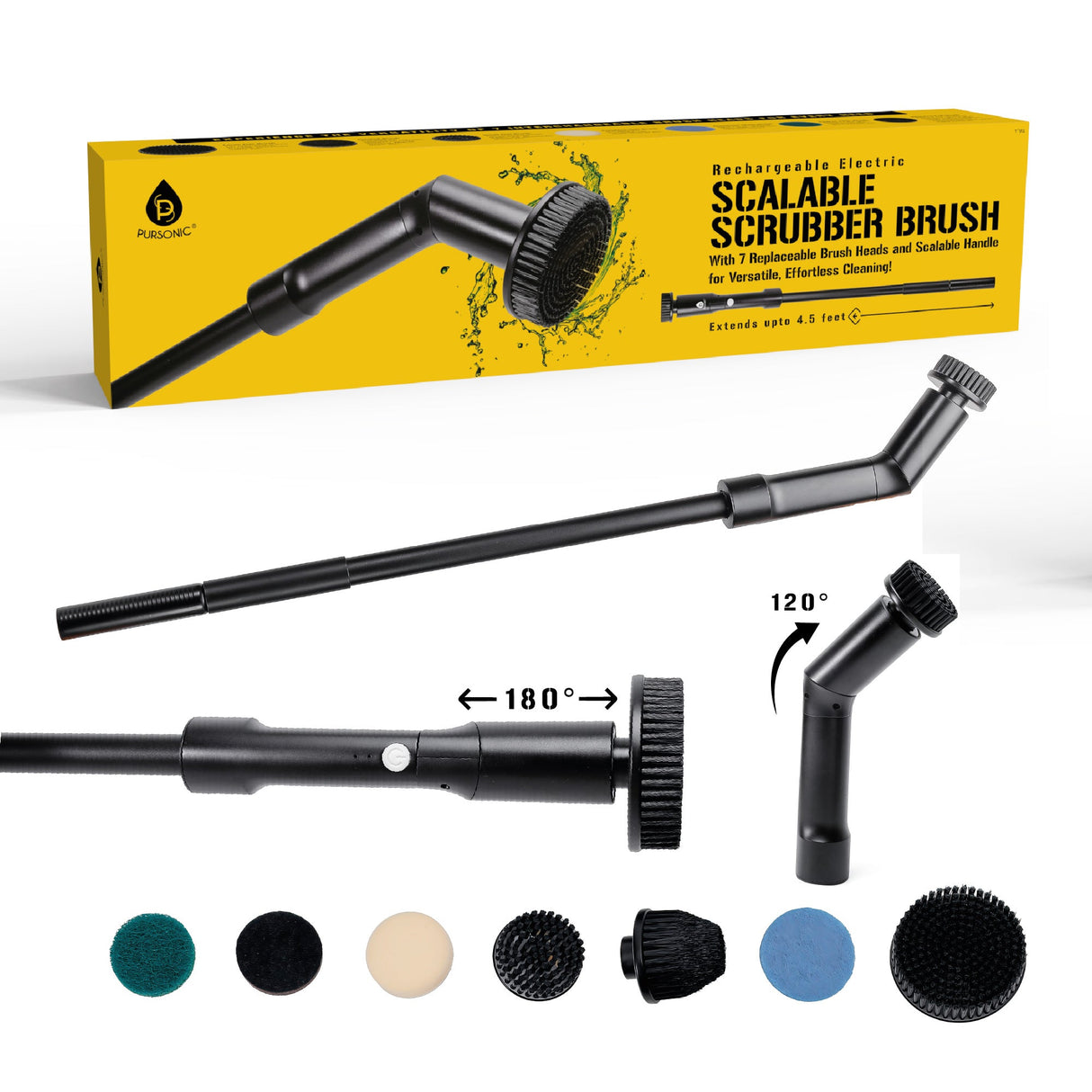 Rechargeable Electric Scalable Scrubber Brush – Reach New Heights in Cleaning from Pursonic
