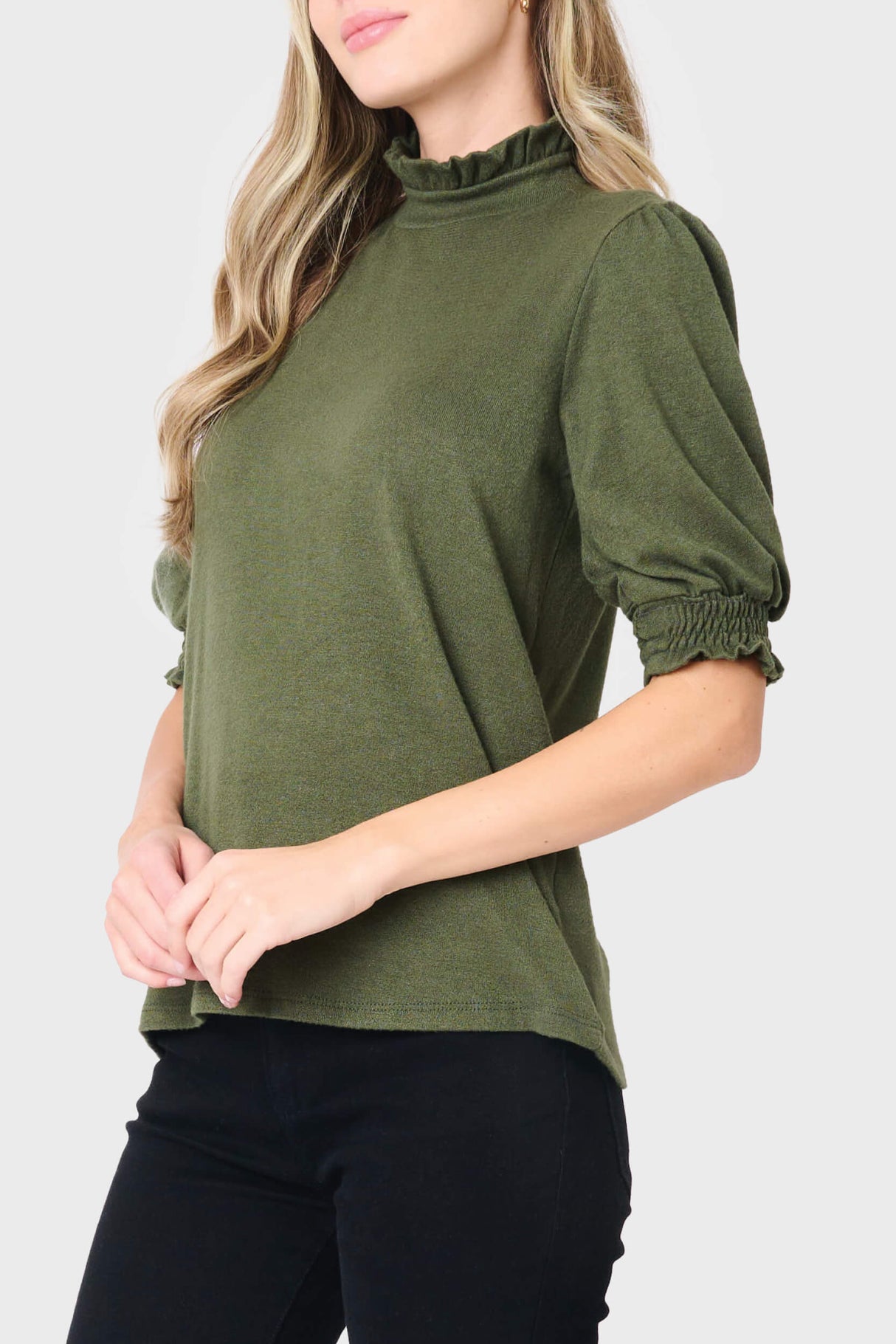 Feminine Mock Neck Luxe Sweater From Gibsonlook