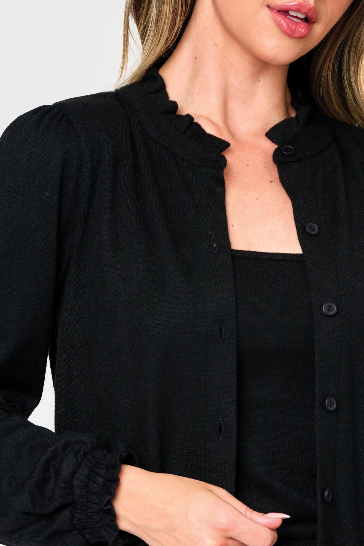 Feminine Mock Neck Luxe Cardigan from Gibsonlook