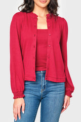 Feminine Mock Neck Luxe Cardigan from Gibsonlook