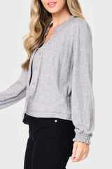 Feminine Mock Neck Luxe Cardigan from Gibsonlook