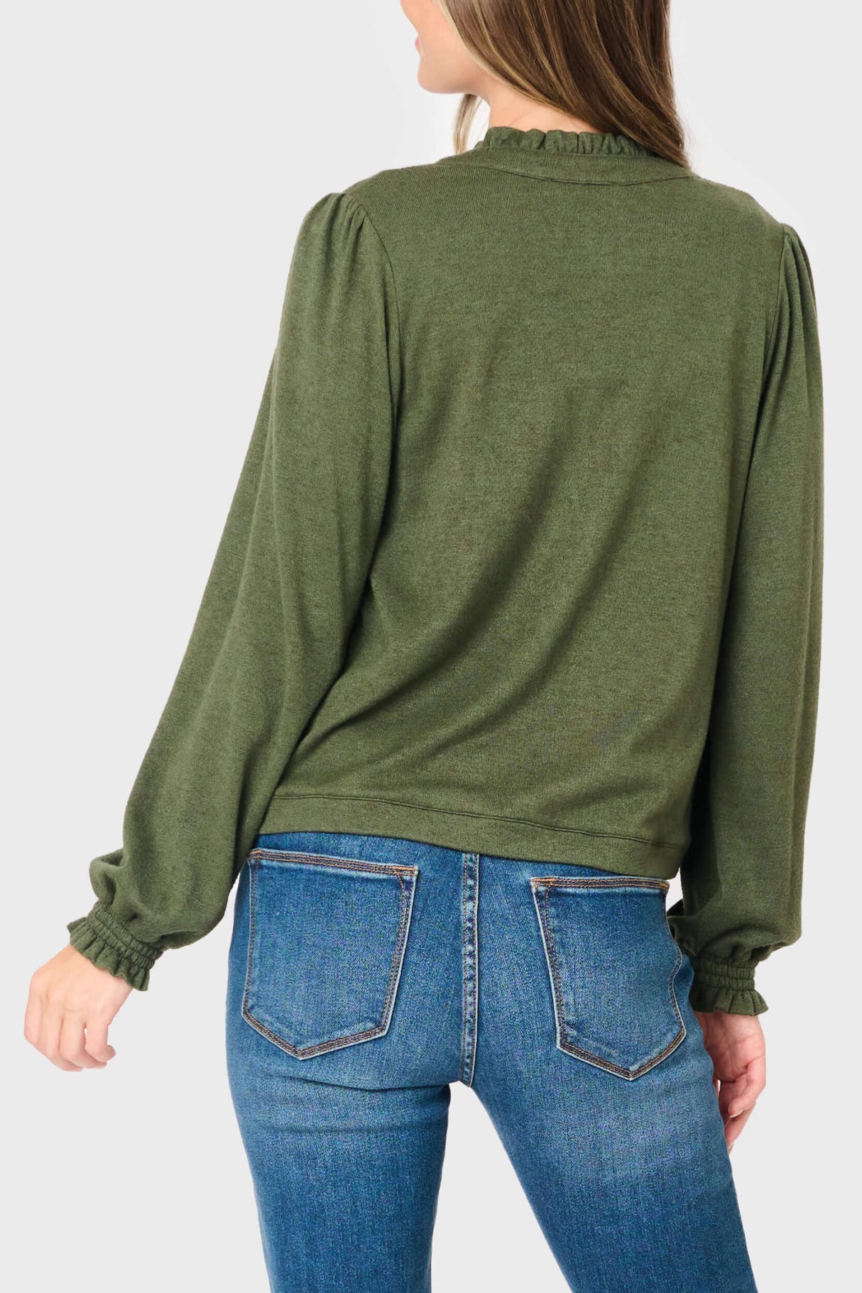 Feminine Mock Neck Luxe Cardigan from Gibsonlook